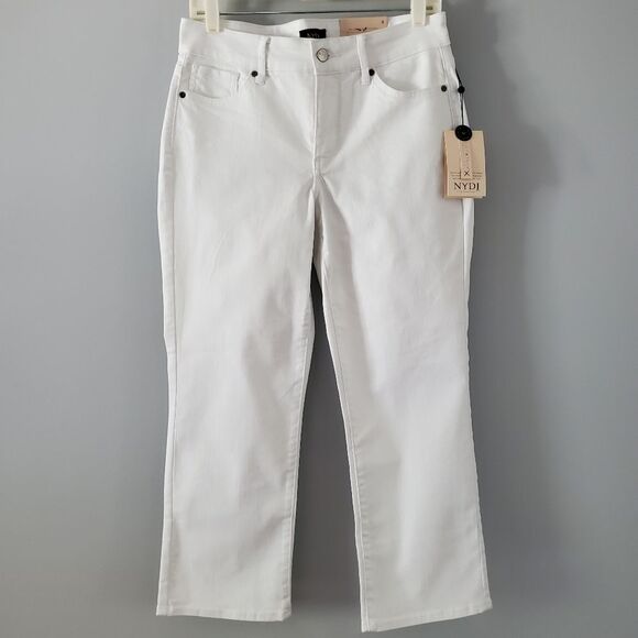 NYDJ Marilyn Straight Crop Lift Tuck Jeans in Cool Embrace - Optic White Size 6 - Picture 3 of 9